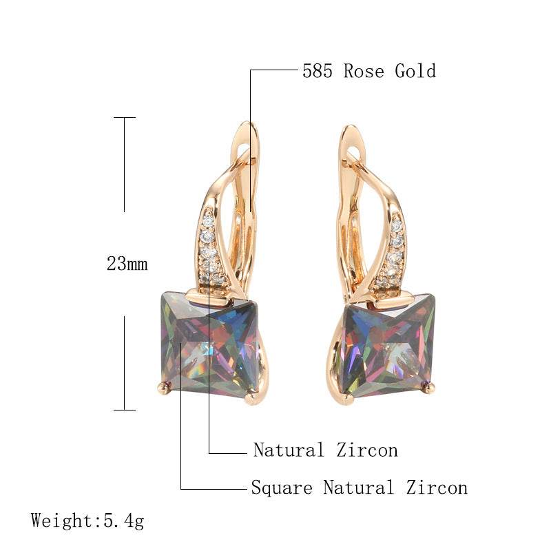 Women's Retro Fashion Earrings - Unique U-Shaped Design & Colorful Zircon - Buy Center