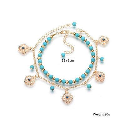 Women's Retro Anklet Two-Piece Set - Trendy Alloy Body Jewelry - Buy Center