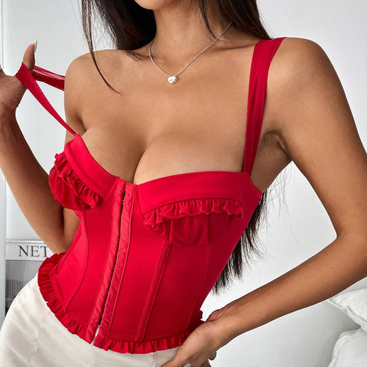 Buycenter Women's Fishbone Bra Camisole - Stylish Sling Top in Red - Buy Center