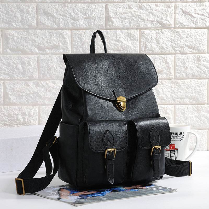 Women's Vintage Cowhide Backpack - Durable Fashion Accessory in Black/Brown - Buy Center