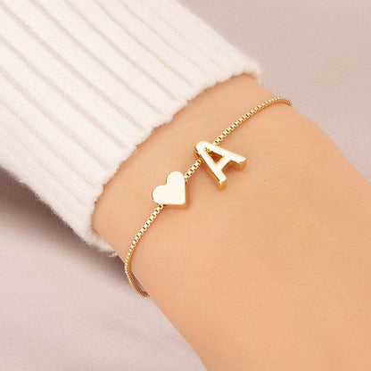 Cute Love Heart Bracelet - Personalized Couple Gift with English Letters - Buy Center