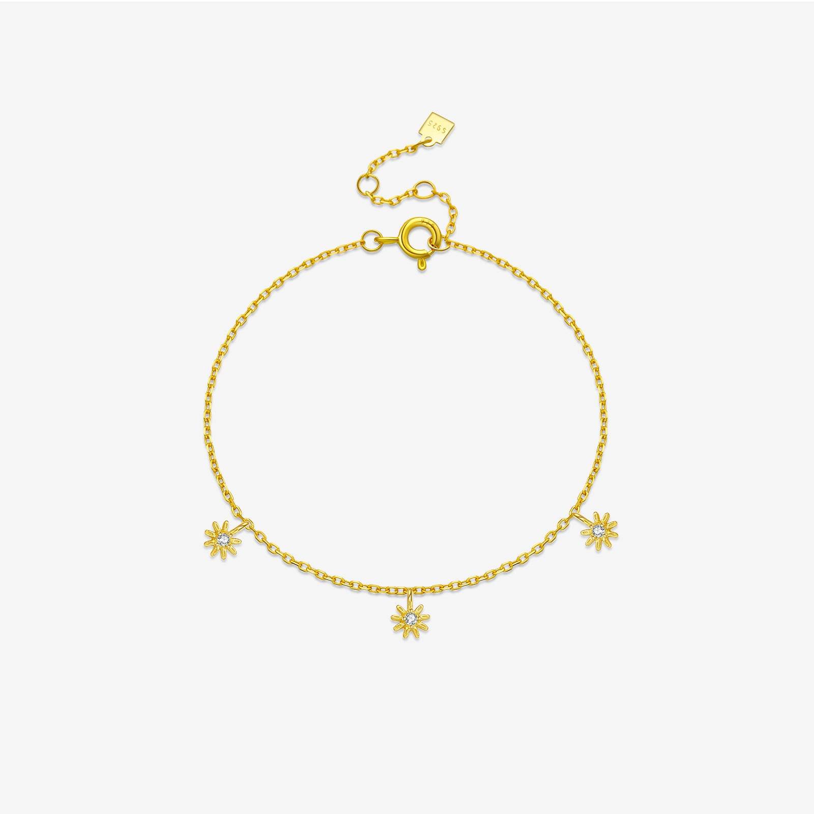 Elegant 925 Silver Flower Bracelet - Stylish Electroplated Design for Women - Buy Center