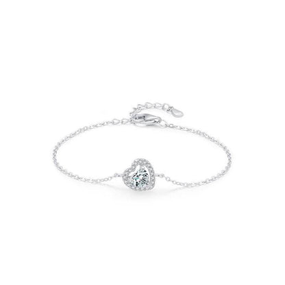 Buy Center Women's S925 Silver Heart Bracelet with Artificial Diamond Accent - Buy Center