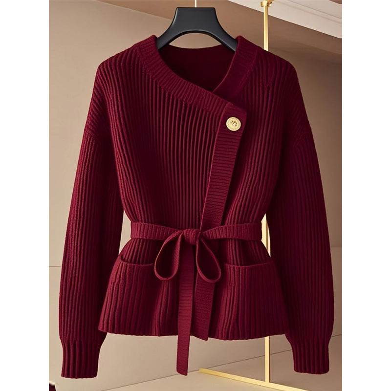 Buycenter Red Design Birthday Year Sweater - Lace Up Cardigan Style - Buy Center