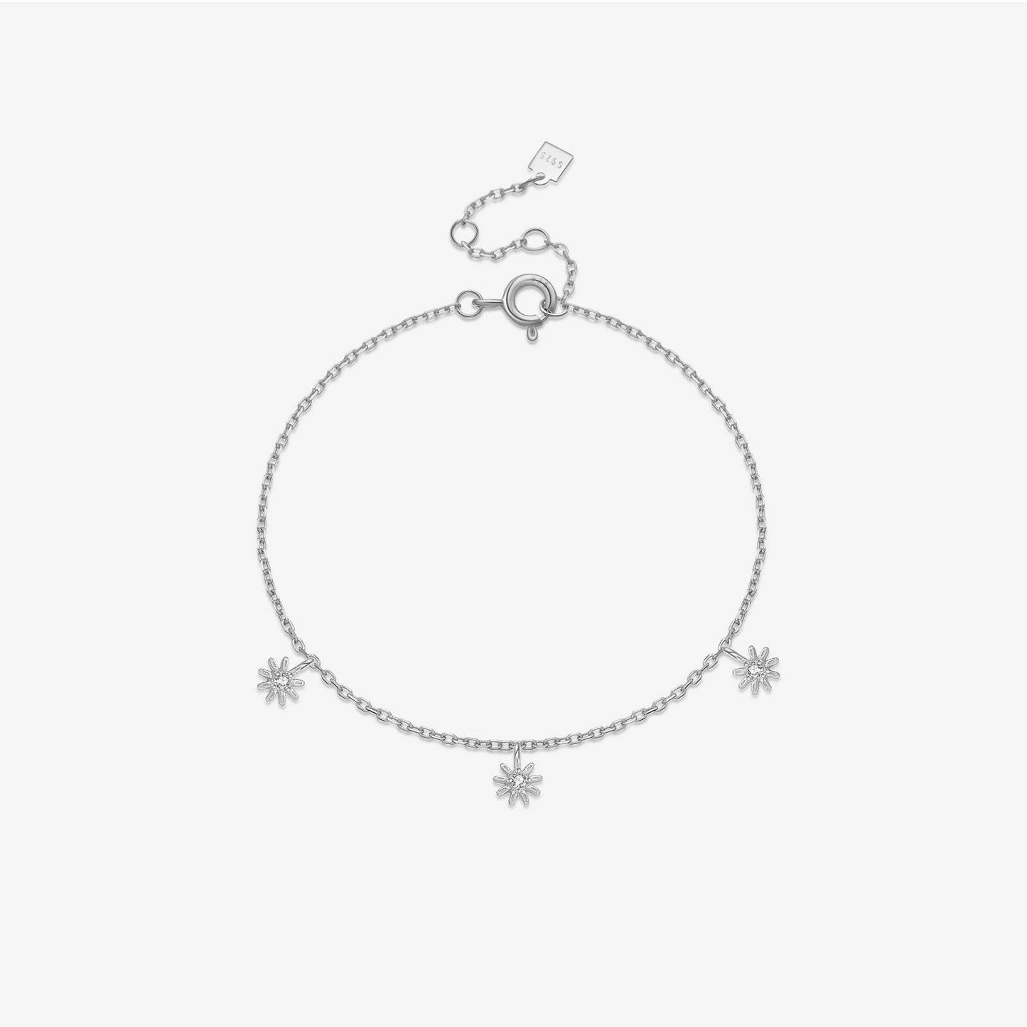 Elegant 925 Silver Flower Bracelet - Stylish Electroplated Design for Women - Buy Center