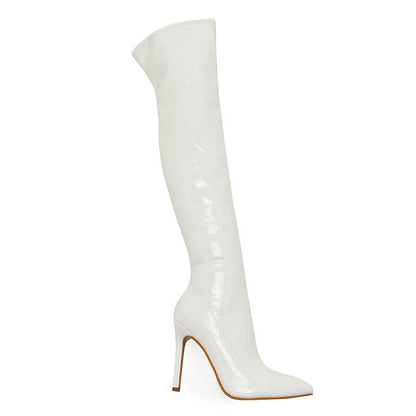 Buycenter Women's Over Knee Boots - Super High Stiletto Heels, Zipper Design - Buy Center