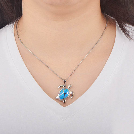 Opal Turtle Necklace - Blue Copper Pendant for Zodiac Lovers 2025 - Buy Center