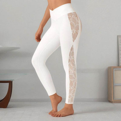 Buycenter Slim Lace Stitching Yoga Leggings - High Top Fitness Pants - Buy Center