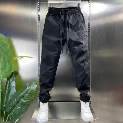 Men's Cargo Pants - Letter Print Ankle Band, Drawstring Style Slacks - Buy Center