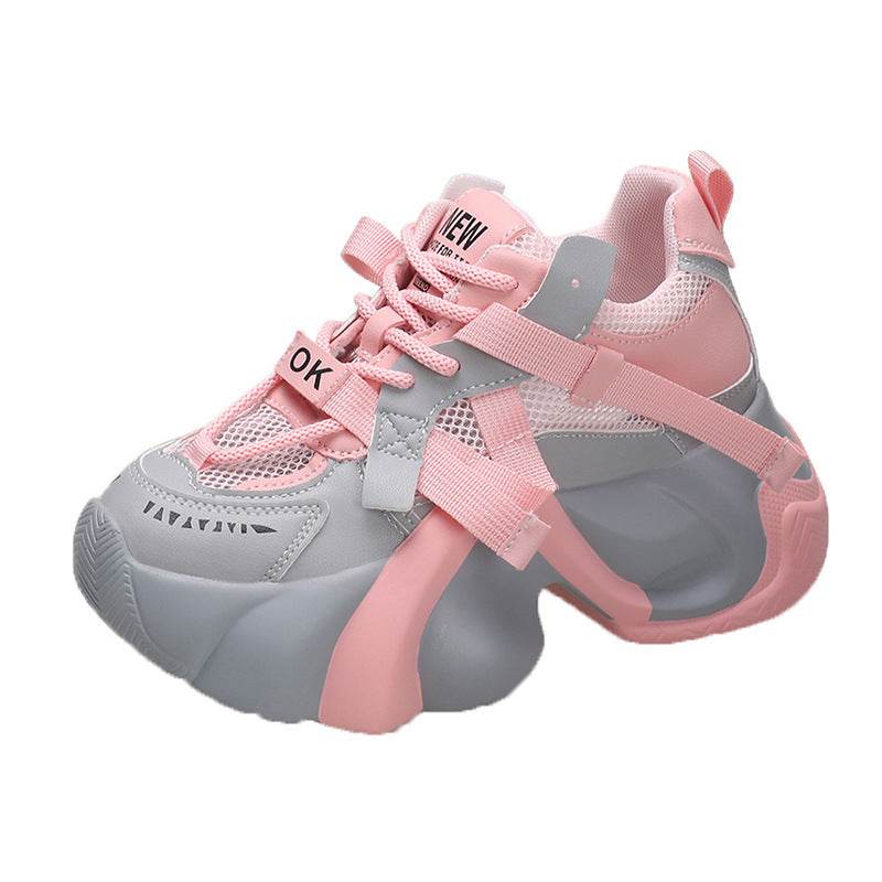 Thick Bottom Lace-Up Sneakers - Stylish Casual Flats for Everyday Comfort - Buy Center