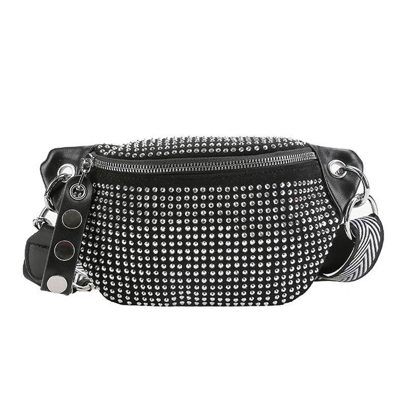 Sequin Women's Crossbody Bag - Silver & Black - Trendy Urban Fashion - Buy Center