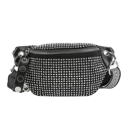 Sequin Women's Crossbody Bag - Silver & Black - Trendy Urban Fashion - Buy Center