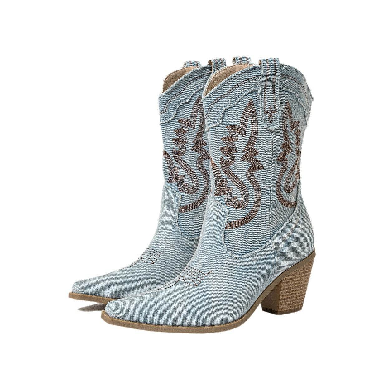 Buycenter Women's Chunky Heel Boots - Stylish & Breathable High Heels - Buy Center