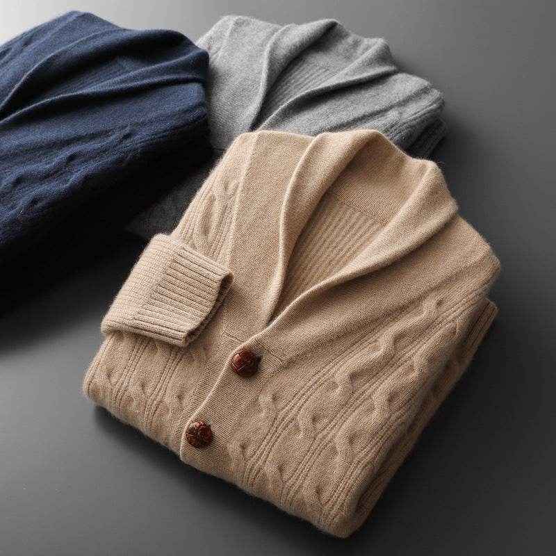 Men's Thickened Twisted Collar Coat - Casual Winter Knitwear for Style - Buy Center