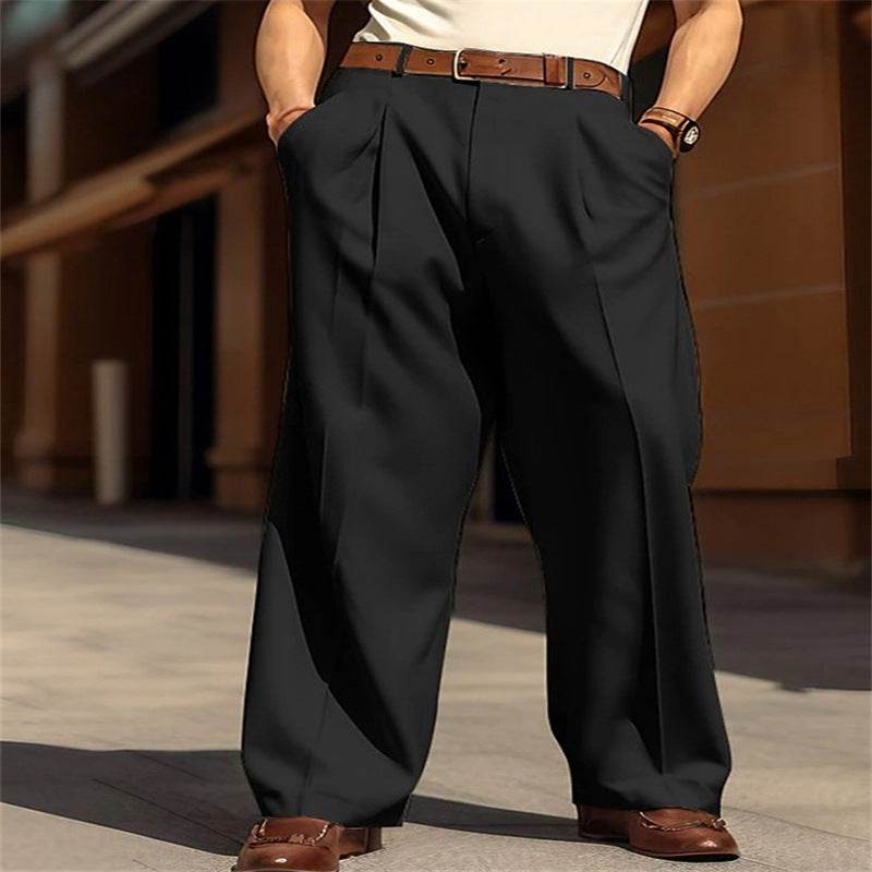 Men's Wide Leg Casual Pants - Straight Pocket Design in Multiple Colors - Buy Center