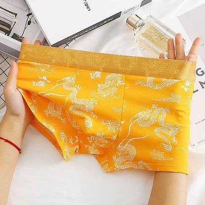 Dragon Pattern Men's Cotton Boxers - Comfortable, Stylish & Breathable Fit - Buy Center