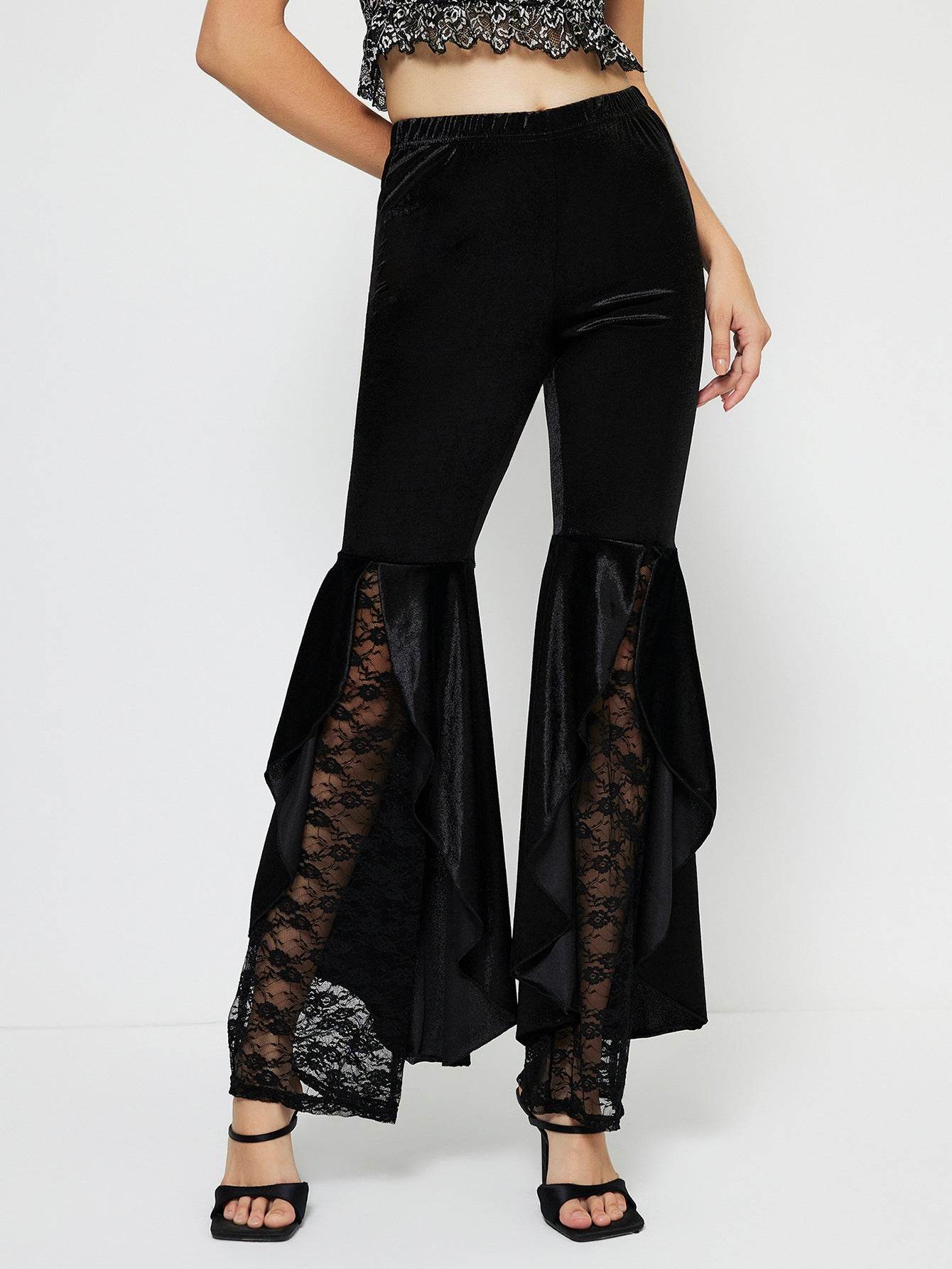 Women's Elegant Lace Bell-Bottom Pants - Stylish Wide Leg Trousers 2025 - Buy Center