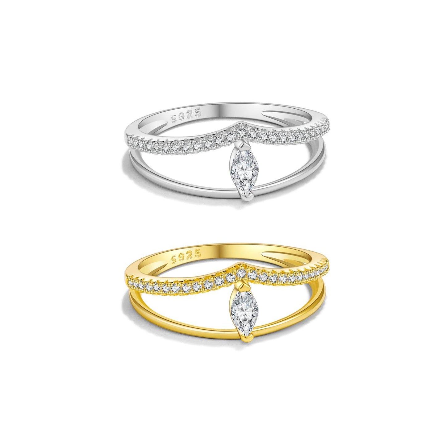 Buy Center Trendy Zircon Twin Ring - Affordable Luxury for Women - Buy Center