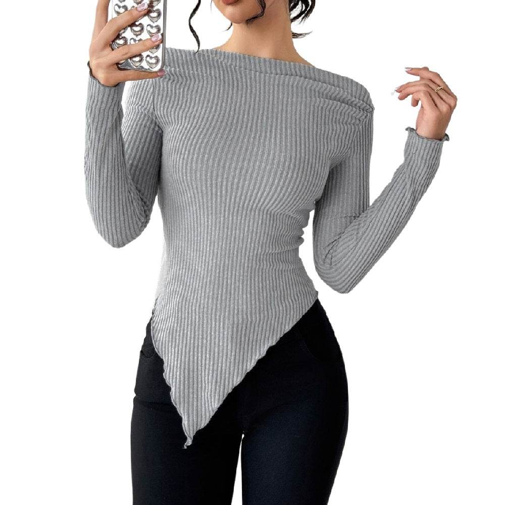 Buycenter Women's Elegant Knit Casual Top - Solid Color Pullover Sweater - Buy Center