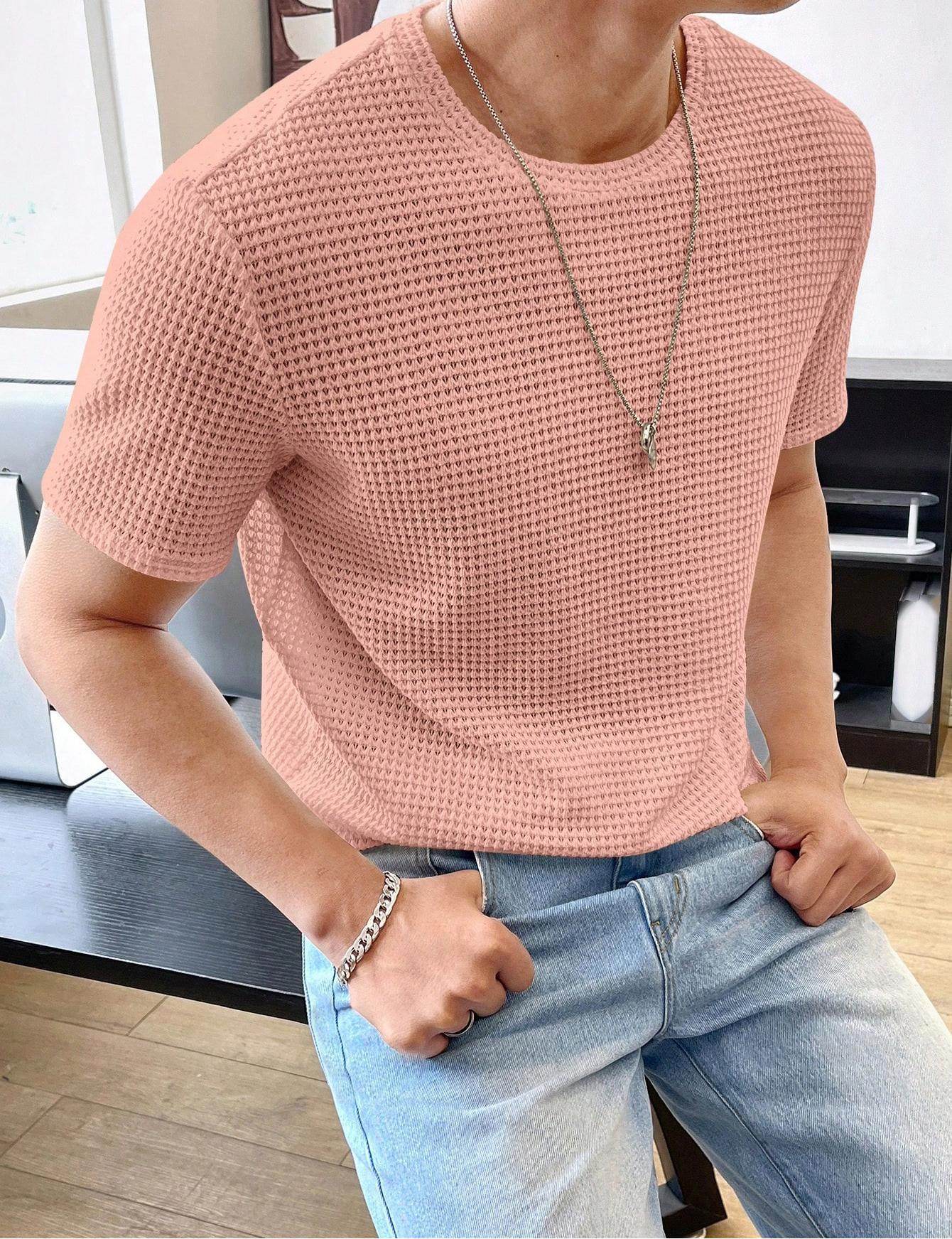 Men's Casual Loose Short Sleeve Tee - Solid Color, Comfortable Fit - Buy Center
