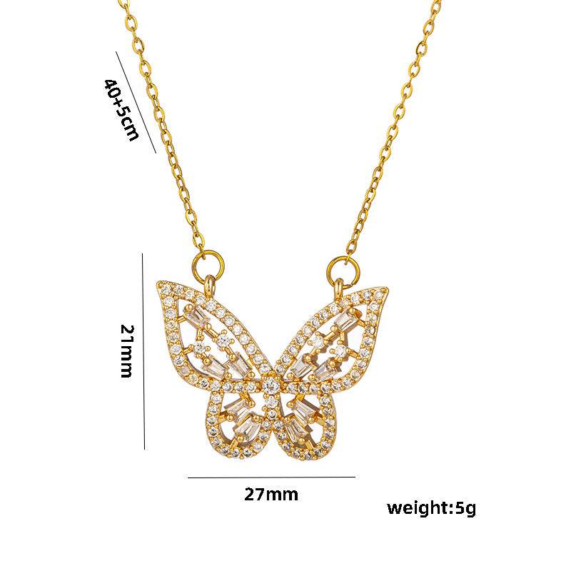 Buycenter Hollow Butterfly Necklace - Micro Inlaid Zircon for Women - Buy Center