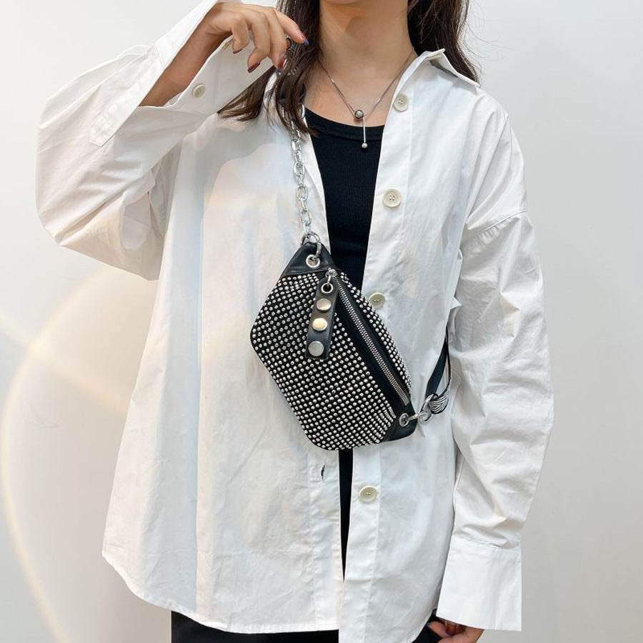 Sequin Women's Crossbody Bag - Silver & Black - Trendy Urban Fashion - Buy Center