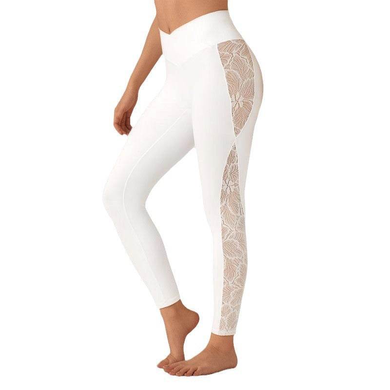 Buycenter Slim Lace Stitching Yoga Leggings - High Top Fitness Pants - Buy Center