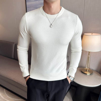Modal Anti-Pilling Round Neck Sweater for Men - Slim Fit, Work Ready - Buy Center