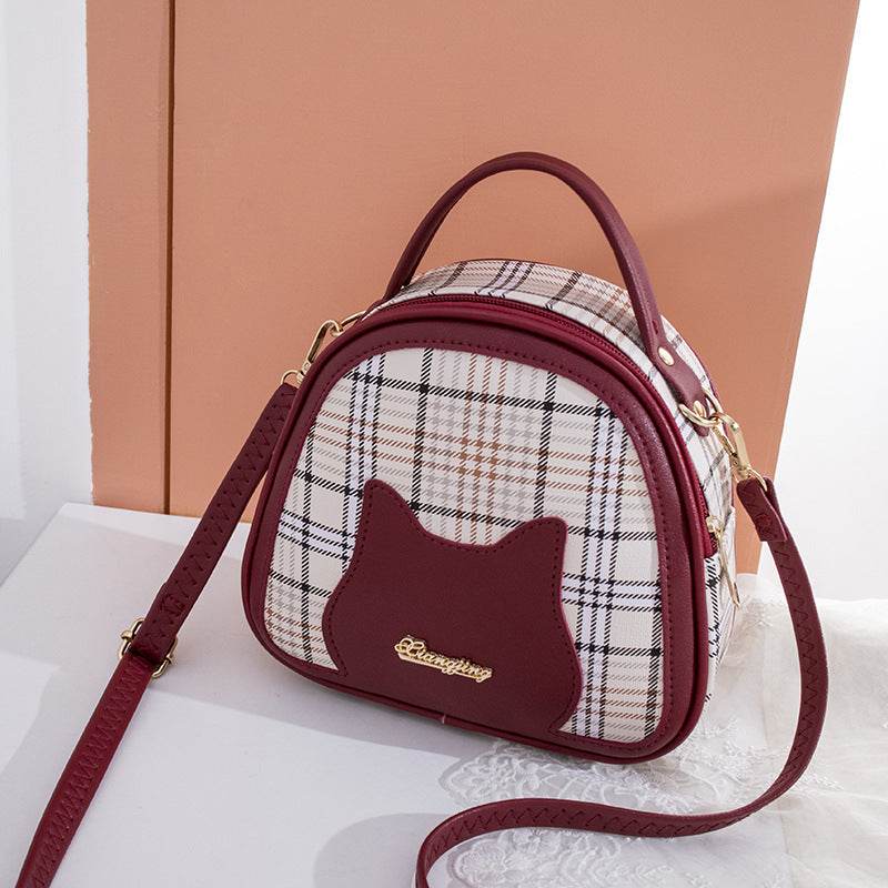 Women's Cat Pattern Shoulder Bag - Stylish Checks, Chic Colors 2025 - Buy Center