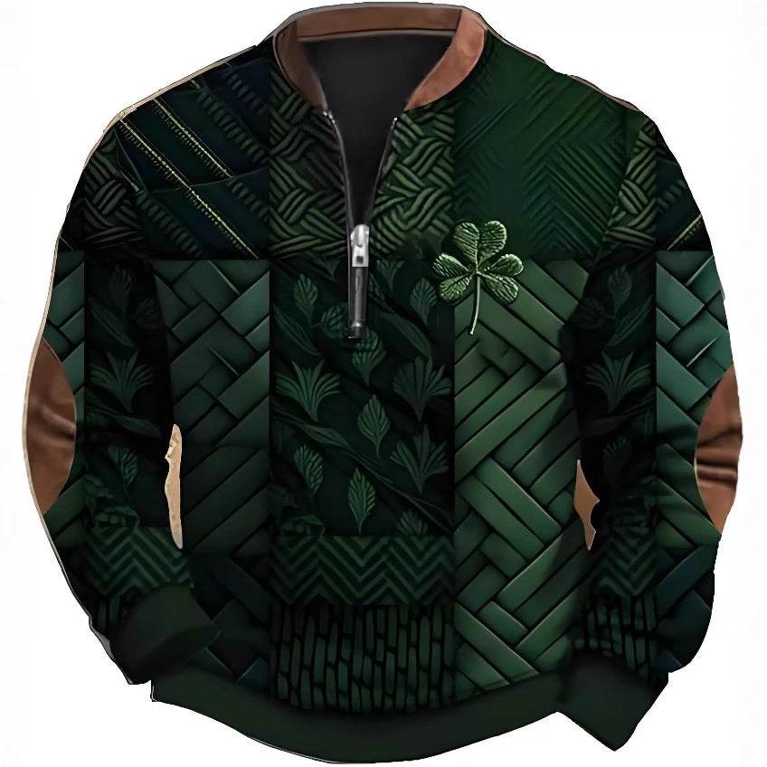 Trendy 3D Digital Printing Half-Zip Sweatshirt for Men - Stylish Comfort - Buy Center