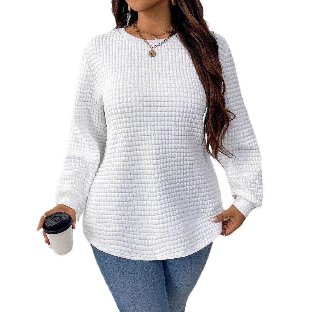 Women's Casual Pullover Sweater - Solid Color Plaid, Sizes XL to 5XL - Buy Center