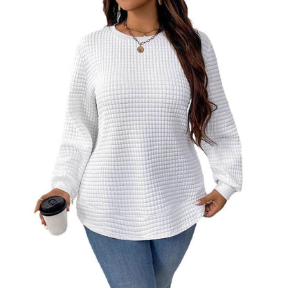 Women's Casual Pullover Sweater - Solid Color Plaid, Sizes XL to 5XL - Buy Center
