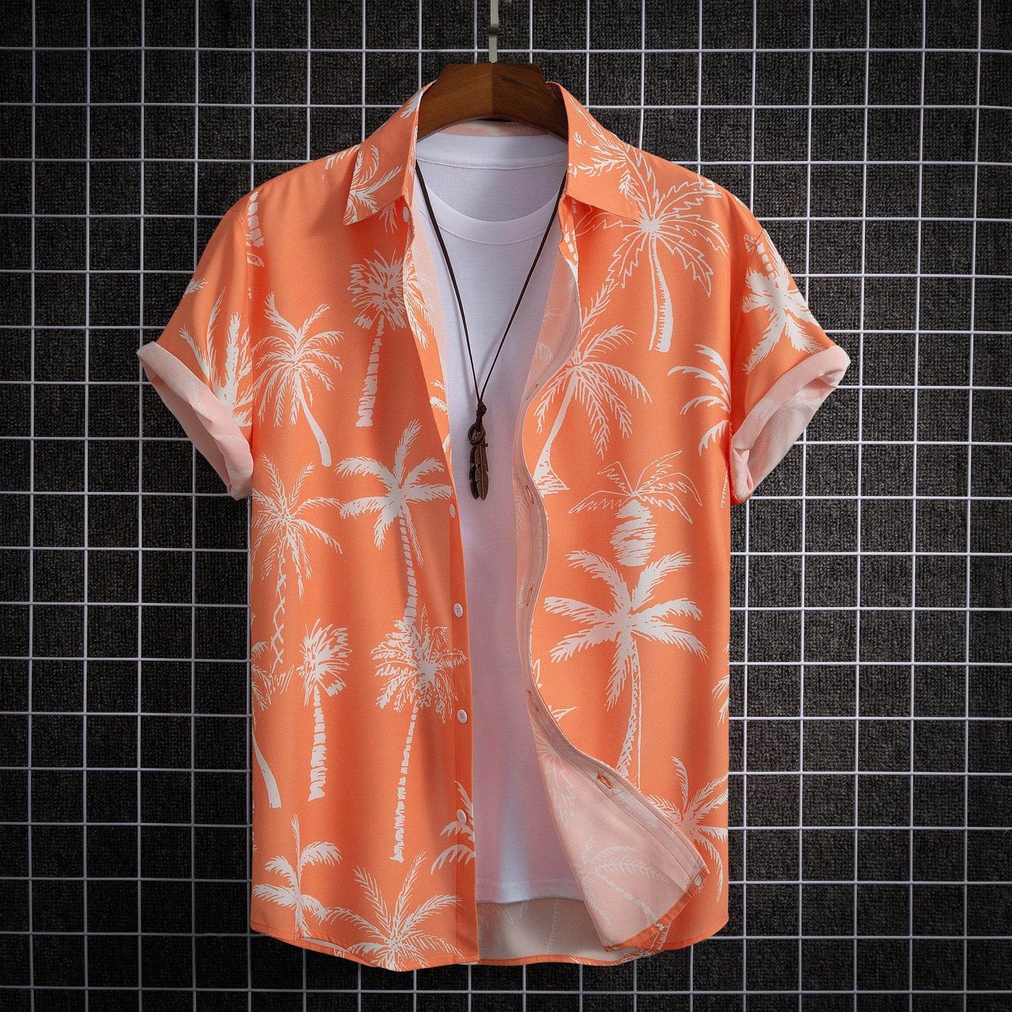 Hong Kong Style Men's Shirt - Colorful Coconut Tree Design for Modern Fashion - Buy Center