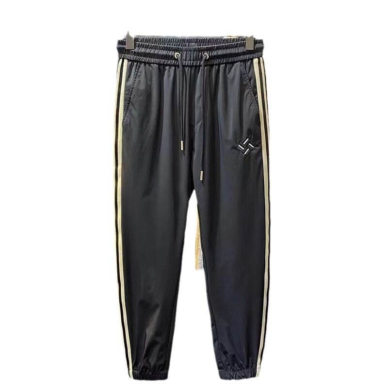 Men's Ice Silk Outdoor Sports Pants - Lightweight, Embroidered, Mid Waist - Buy Center