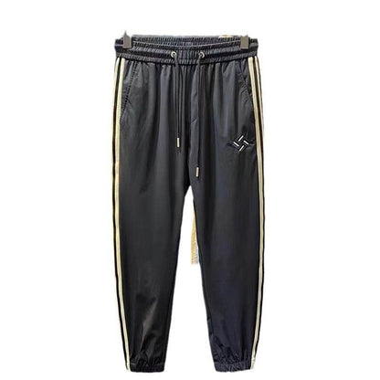 Men's Ice Silk Outdoor Sports Pants - Lightweight, Embroidered, Mid Waist - Buy Center