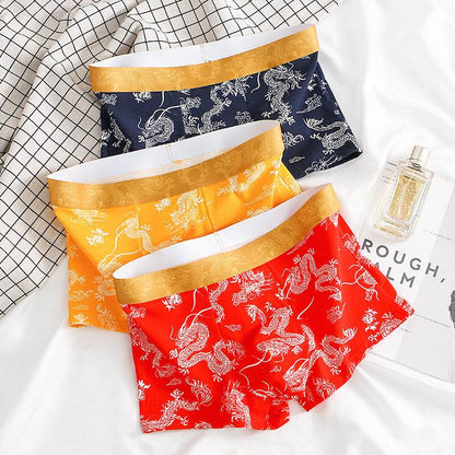 Dragon Pattern Men's Cotton Boxers - Comfortable, Stylish & Breathable Fit - Buy Center