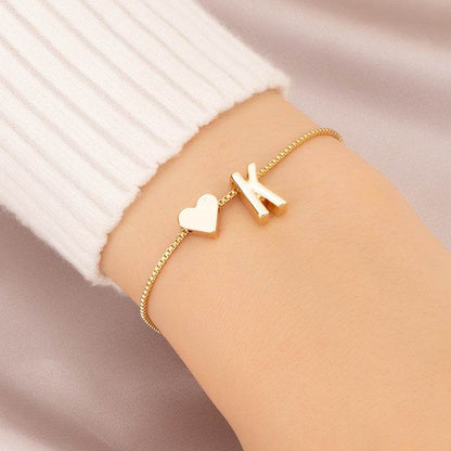 Cute Love Heart Bracelet - Personalized Couple Gift with English Letters - Buy Center
