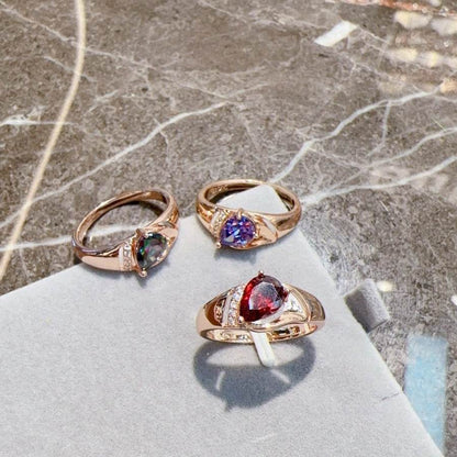 BuyCenter Rose Gold Zircon Ring - Vintage Floral Geometry Jewelry - Buy Center