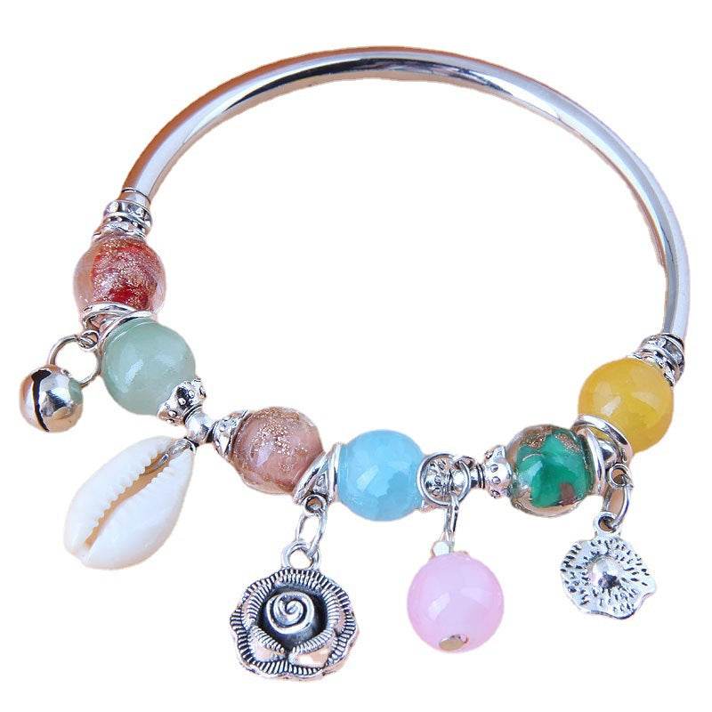 Evil Eye Bracelet for Women - Rose Shell & Crystal Beads, Trendy 2025 - Buy Center