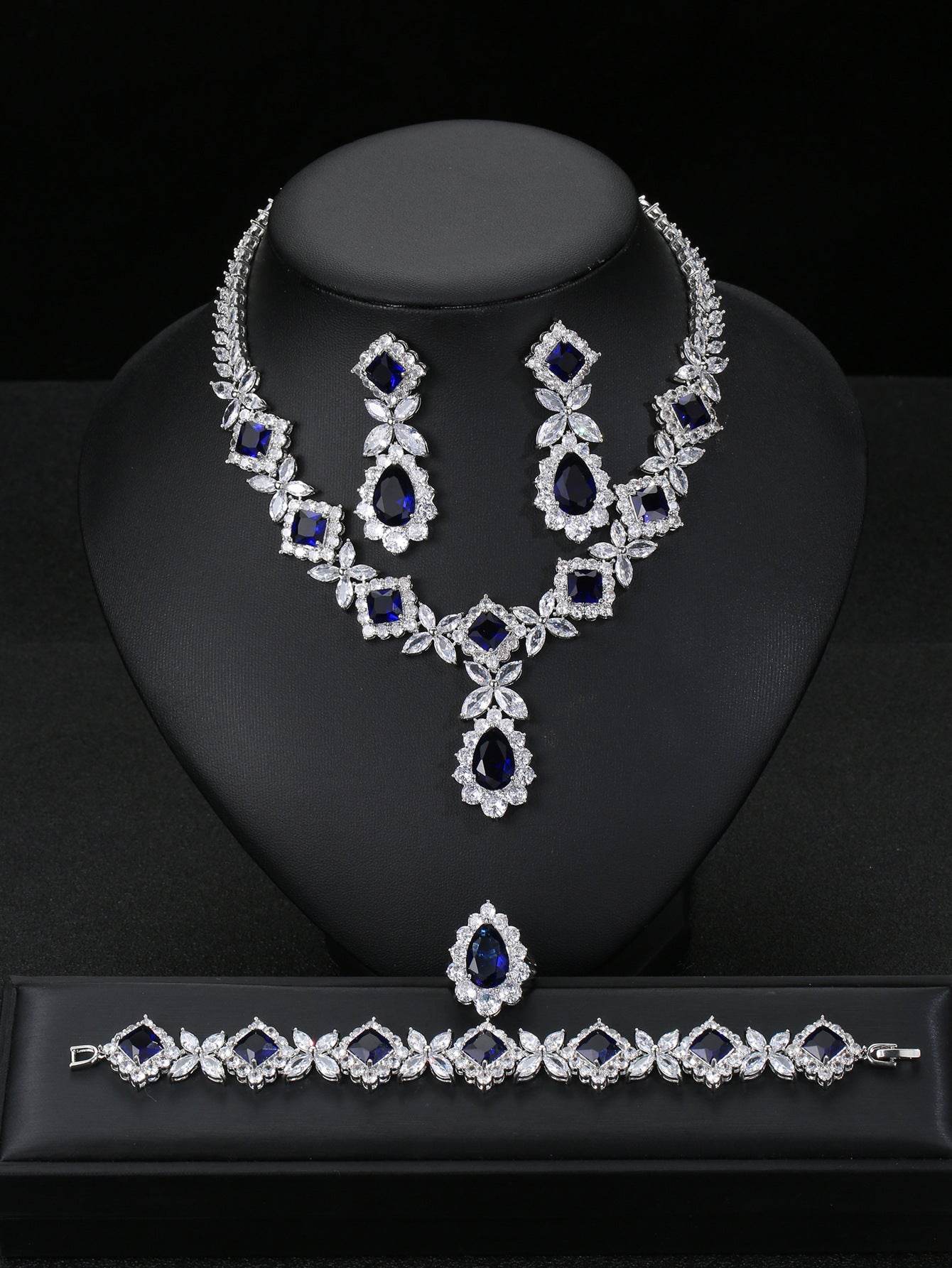 Buy Center European Luxury Zircon Jewelry Set - Necklace, Earrings, Ring - Buy Center