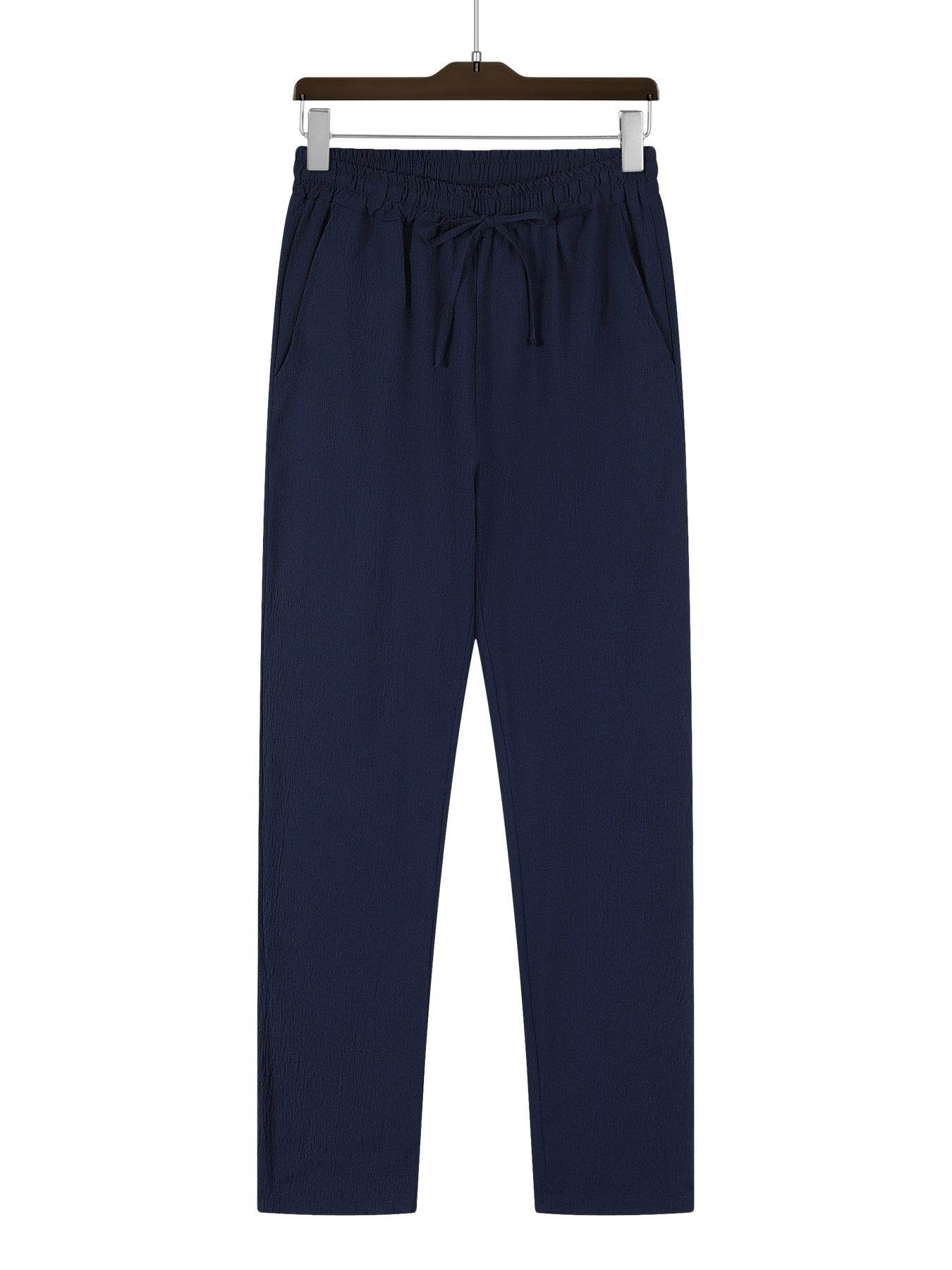 Men's Casual Straight Pants - Mid Waist, Micro-Elastic, Bamboo Fiber - Buy Center