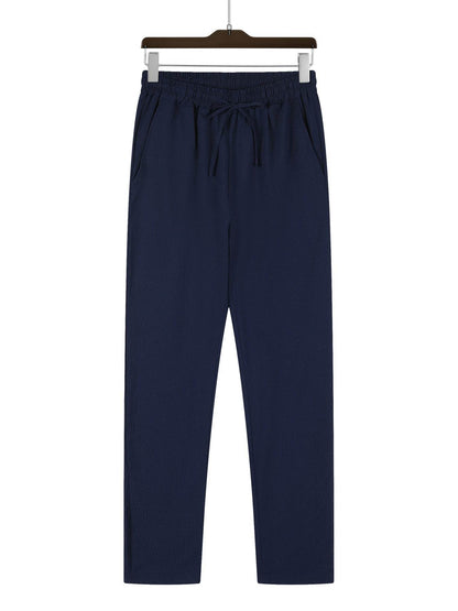 Men's Casual Straight Pants - Mid Waist, Micro-Elastic, Bamboo Fiber - Buy Center