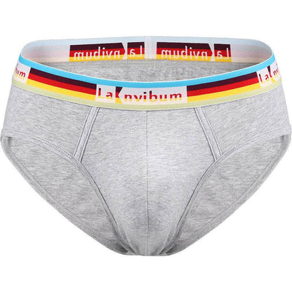 Rainbow Rubber Band Cotton Briefs - Stylish Mid Waist, Solid Colors - Buy Center
