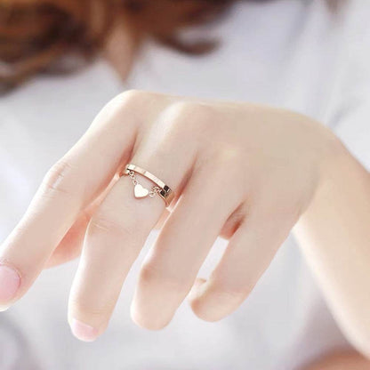 Buycenter Cute Heart Double-Layer Ring - Rose Gold Geometric Design - Buy Center