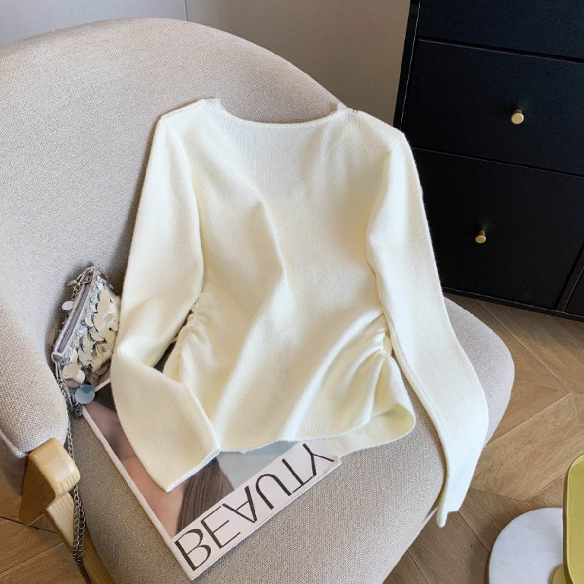 Buycenter Women's Lace V-neck Long Sleeve Knitwear - Slim Fit Pullover - Buy Center