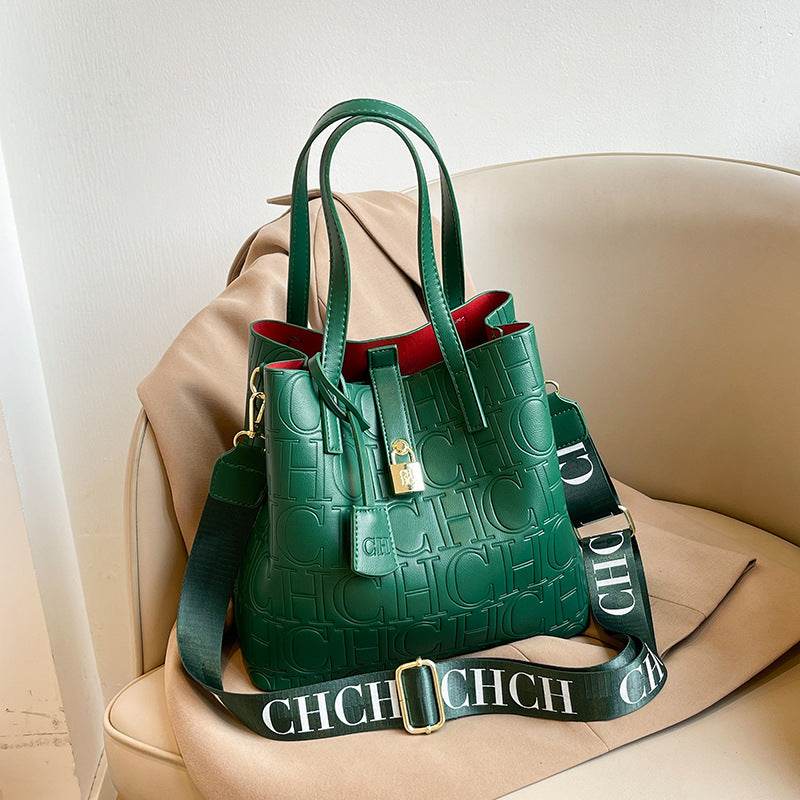 Buycenter Retro One-Shoulder Bucket Bag - Solid Color, Fashionable Design - Buy Center