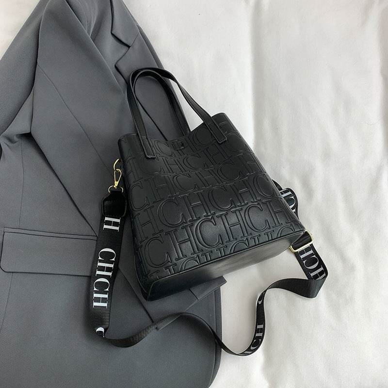 Buycenter Retro One-Shoulder Bucket Bag - Solid Color, Fashionable Design - Buy Center