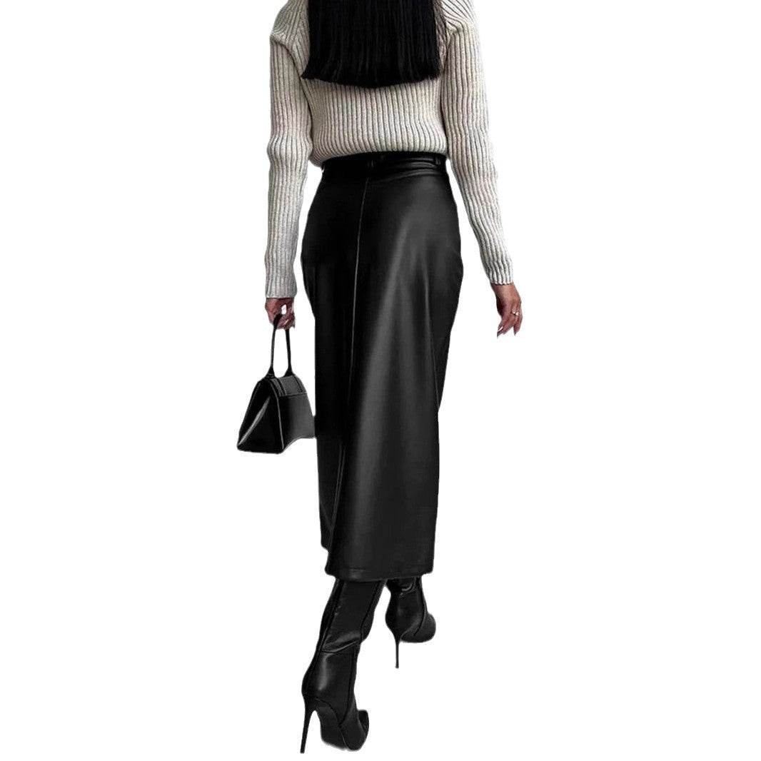 Buycenter Women's Retro Leather Skirt - Autumn Winter Fashion - Buy Center