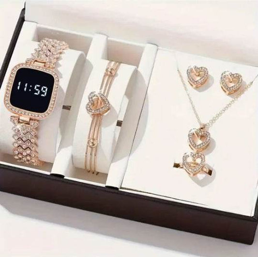 Buy Center Women’s Fashion Jewelry Set - Stylish Rose Gold Watch & Accessories - Buy Center