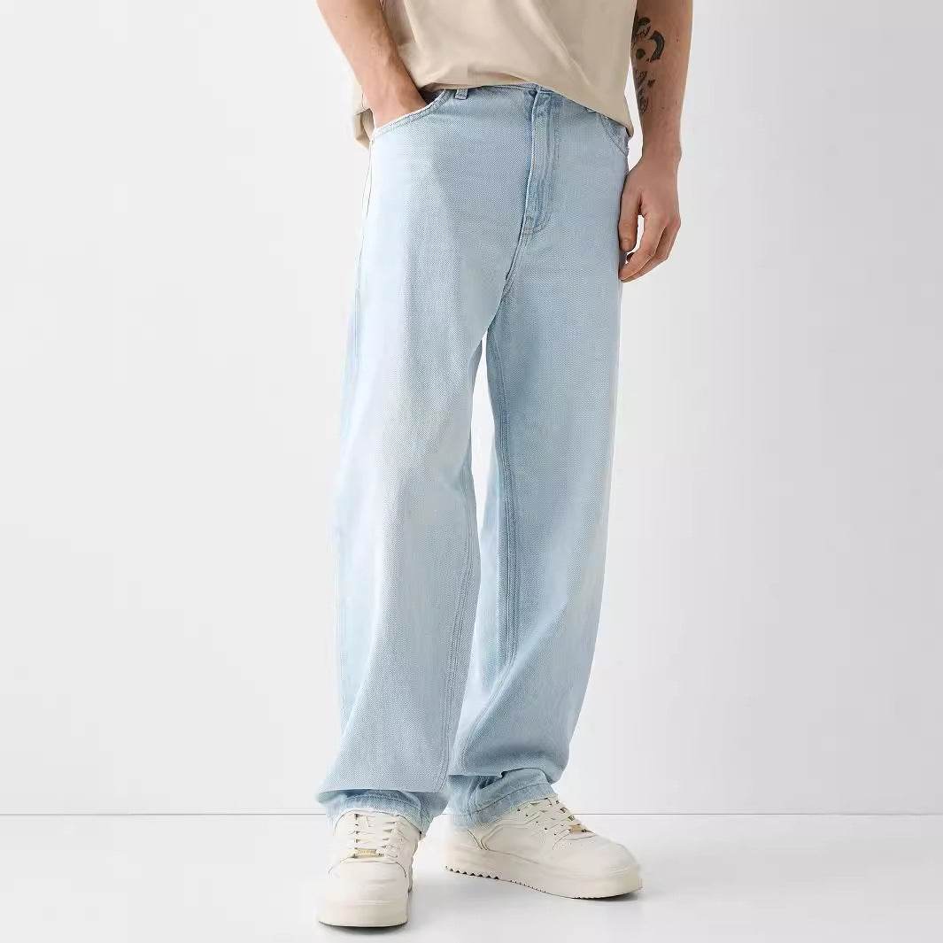 Creative Casual Men's Straight Jeans - High Waist, Versatile Style for Youth - Buy Center